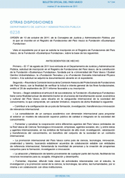 Euskal Herriko Agintaritzaren Aldizkaria, 2011ko abenduaren 27koa - Euskampus Fundazioa Fundazioen Erregistroan erregistratzea